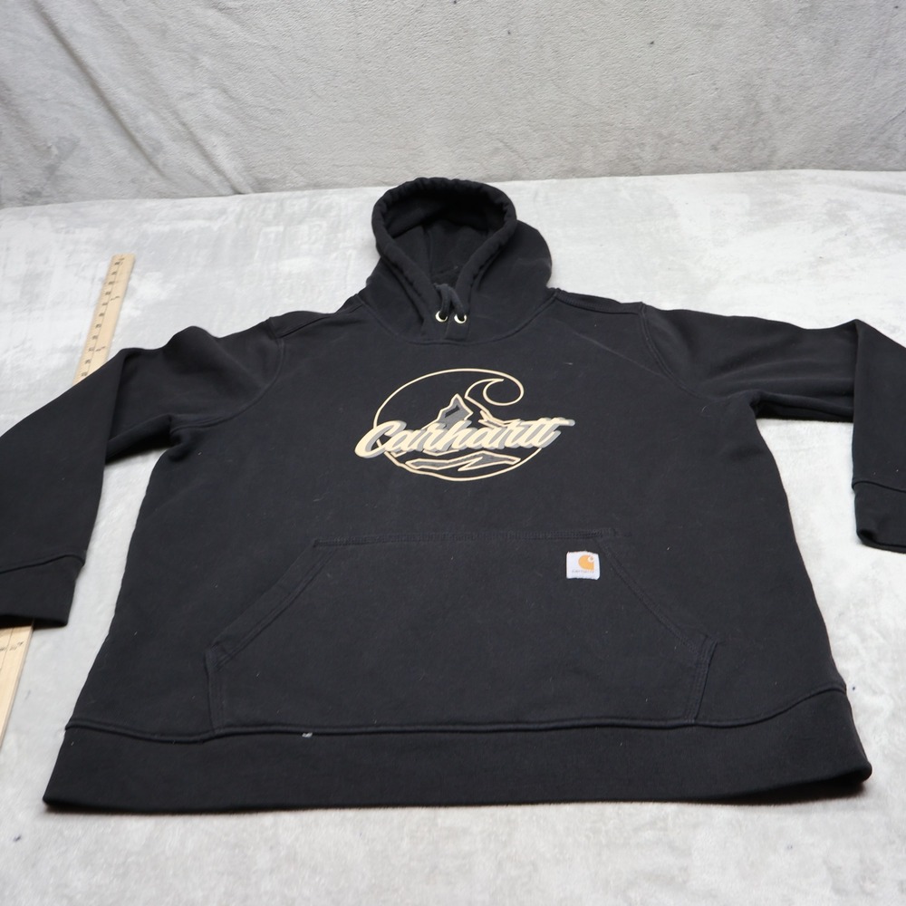 Carhartt Hoodie Women 1X Black Relaxed Fit Midweight C Logo Graphic Sweatshirt